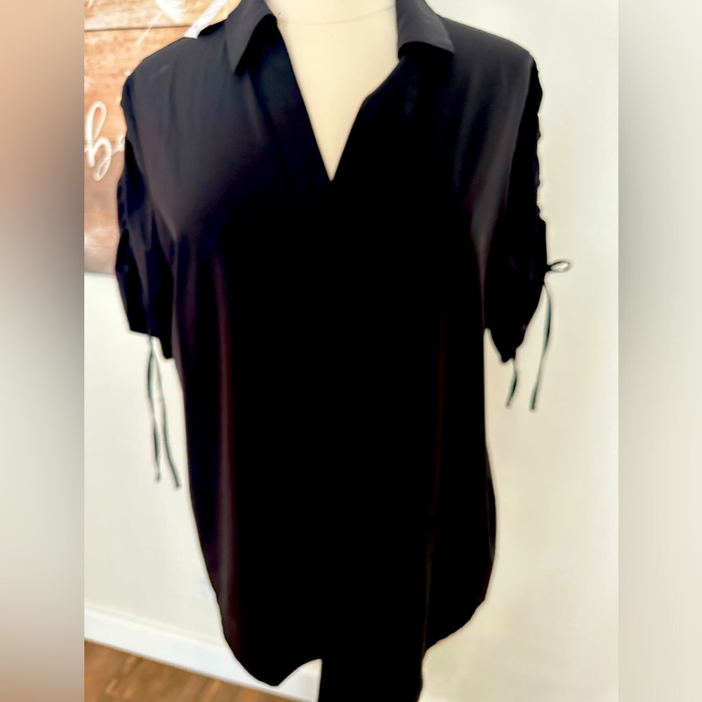 NWT Chico’s Zenergy Zen Sport ruched sleeve polo popover Large  UPF 50*+